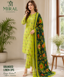 Alternative view of Maria b Fresh parrot Green Linen 3pc